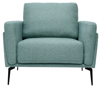 Produktbild von Miliboo - Design-Sessel aus graugrünem Stoff und schwarzem Metall MOSCO