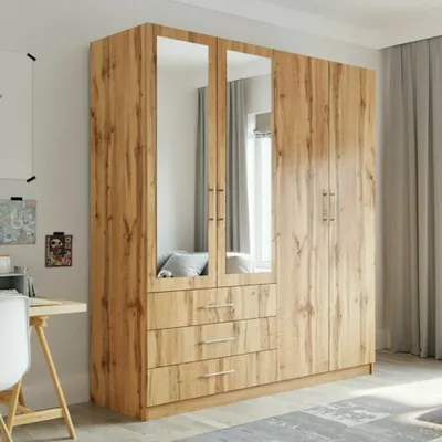 Produktbild von Schwebetürenschrank PEKIN D4 – Kleiderschrank modern, großer Schlafzimmer Schrank mit Schiebetüren (Wotan)