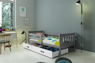 Obrázok produktu pre Detská posteľ 90x200 CHARIS - grafitová / biela