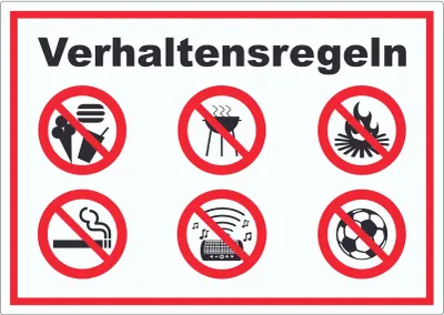 Produktbild von Aufkleber Verhaltensregeln Verbote A6 (105x148mm)