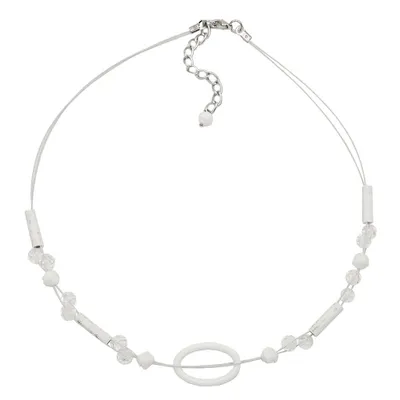 Produktbild von Kette Drahtkette Ring oval weiß und transparente Kunststoffperlen 42cm weiß 42 cm