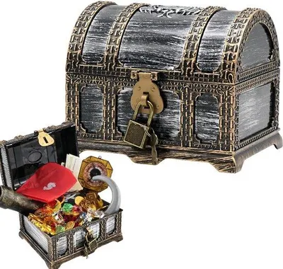 Productafbeelding van Famanu schatkist voor kinderfeestjes - kunststof, 14 x 11 x 10,5 cm, afsluitbaar