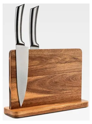 Produktbild von Messerblock mit doppelseitigem magnetischem Messerhalter aus Holz für die Küche