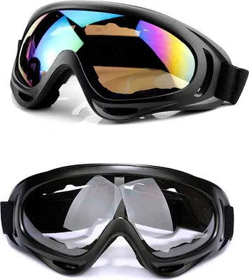Produktbild von 2 Stück Unisex Ski Snowboard Brille, Snowboardbrille, UV-Schutz Goggle, Anti-Fog Skibrille, für Skifahren (Bunt + Transparent)