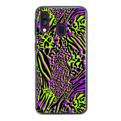 Produktbild von MuchoWow® Handyhülle Schutzhülle Hülle für Samsung Galaxy A40 Tiermuster - Zebra - Neon - Lila Silikon Softcase Handy Hülle - Handy-Tasche
