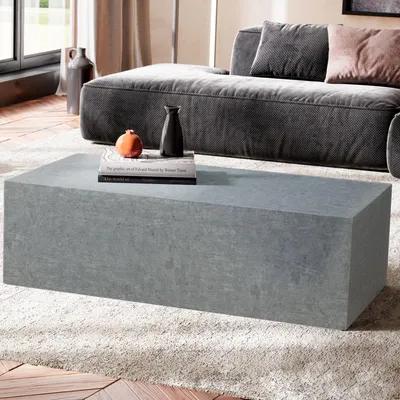 Immagine prodotto di Tavolino monoblocco 100x50x30 cm in cemento grigio, tavolo di design per soggiorno cubo rettangolare, tavolo per divano, tavolo moderno | Wohnling