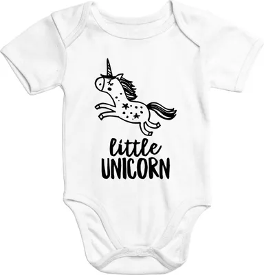 Produktbild von Einhorn Baby-Body mit Little Unicorn Aufdruck Baumwolle kurzarm Moonworks®  0-3 Monate