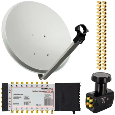 Produktbild von PremiumX SAT Anlage 80cm Antenne Multischalter 5/16 LNB 40x F-Stecker