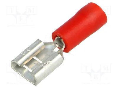 Image de Connecteur à sertir : plat, pour fils de section 0,25 ÷ 1,5 mm², épaisseur 0,8 mm, largeur 6,3 mm, isolé, référence BM 00190, connecteur isolé