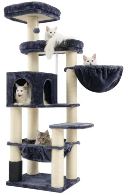 Imagen del producto de Árbol para gatos de gran tamaño, ideal para gatos grandes, con hamaca y plataformas