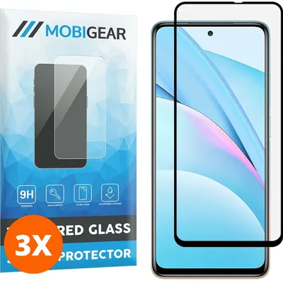 Produktbild von Mobigear Premium 9.98 Xiaomi Mi 10T Lite Panzerglas Gehärtetes Glas Displayschutz - Hüllenfreundlich - Schwarz (3er Pack)