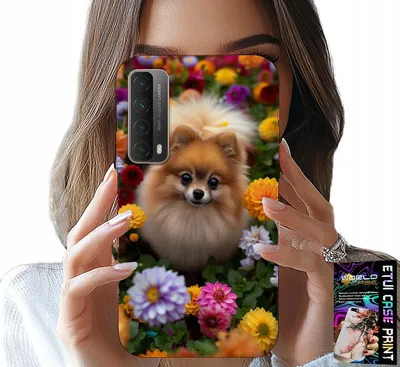 Obrázok produktu pre Puzdro Pre Huawei P Smart 2021 - Roztomilý Psík, Pomarančové Puzdro + Sklo