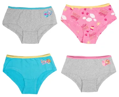 Produktbild von Paw Patrol - Unterhose für Mädchen Kinder Panty Slip Unterwäsche Grau/Blau/Rosa (4er Pack) 110-116