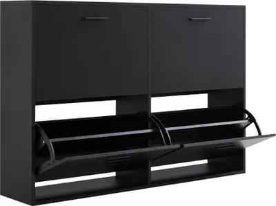 Image de CASABEL Meuble à Chaussures 4 Abattants - Armoire à Chaussures Design - Meuble de Rangement Entrée 24 Paires - Blanc