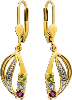 Produktbild von Peridot Ohrringe Gold 333 8K Natur Blautopas lila Amethyst