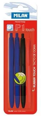 Zdjęcie produktu dla Milan BWM10254, Spinacz, Przyciskany długopis, Możliwość ponownego napełnienia, Czarny, Niebieski, Czerwony, 4 szt.