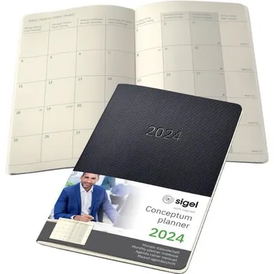 Produktbild von Monats-Kalenderheft Conceptum 2024 ca. A5 1 Monat/2 Seiten Softcover black