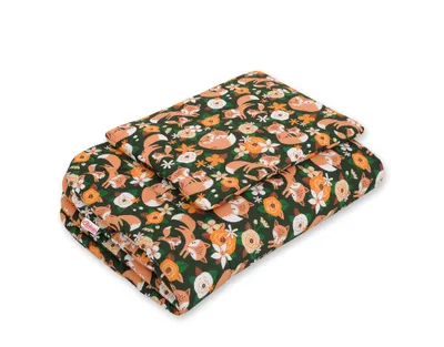 Produktbild von Babybettwäscheset mit Füllung, 2-teilig, 75x100cm NEWBORN - Fuchsfamilie auf Grün