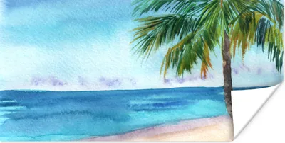 Produktbild von MuchoWow® Poster Palme - Meer - Strand 40x20 cm - Poster für die Wand - Poster Schlafzimmer