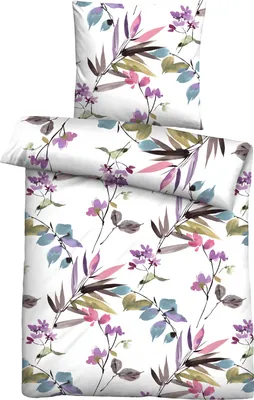 Produktbild von Biberna Seersucker Bettwäsche Blumen Größe 135x200/80x80 cm multi