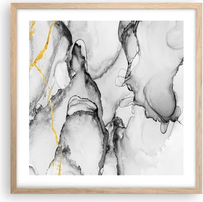 Produktbild von Gerahmtes Poster - Rahmen in heller Eiche - Stein Abstraktion Kontrast - 50x50 cm - Wand Bild - Wanddeko - Wandbilder - Kunstposter - Wandposter - Bilderrahmen - Bilder - Kunstdruck - P2NAC50x50-4761