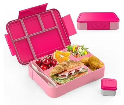 Produktbild von Brotdose Kinder mit Fächern Auslaufsicher Lunchbox Kinder Brotdose Kinder für Mädchen & Jungen, Jausenbox Kinder für Kindergarten & Schule (Rosa)