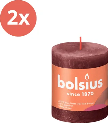Zdjęcie produktu dla Bolsius - Rustykalna świeca filarowa - 80/68 - 1 sztuka w opakowaniu - aksamitna czerwień - opakowanie wartościowe - 2 sztuki
