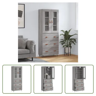 Produktbild von The Living Store Highboard Grau Sonoma 69,5x34x180 cm Holzwerkstoff