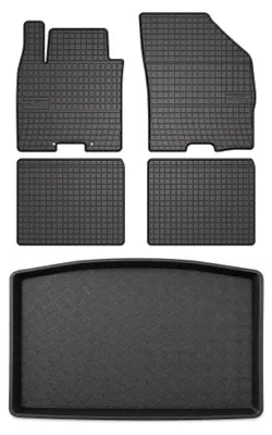 Imagen del producto de Alfombrillas de goma + bandeja de maletero para Suzuki Baleno II desde 2015 – juego de 5 piezas, negras, a medida – Wielganizator SolidPRO