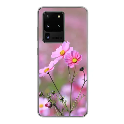 Produktbild von MuchoWow® Handyhülle Schutzhülle Hülle für Samsung Galaxy S20 Ultra Blumen - Draußen - Rosa Silikon Softcase Handy Hülle - Karteninhaber