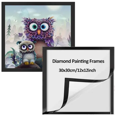 2er-Set Diamantgemälde Rahmen 30x30 cm, selbstklebend, magnetisch, schwarz