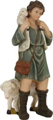 Produktbild von FADEDA Hirtenjunge mit Schaf   / Höhe:40 cm / handbemalt / detailgetreue Krippen Figuren - Weihnachten Tisch Dekoration Krippe Zubehör