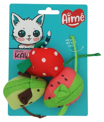 Produktbild von Aimé Tyrol Katzenspielzeug Kawaii Maus Obst – Katzenspiel Wohnung – bunt, knacki