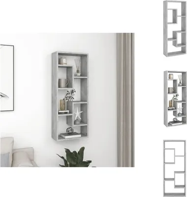 Obrázek produktu pro vidaXL Nástěnná police betonová šedá 36x16x90 cm materiál na bázi dřeva - Nástěnné police