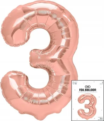 Obrázek produktu pro Balónek Fool Digital 3 Rose Gold Na Narozeninovou Párty 40Cm