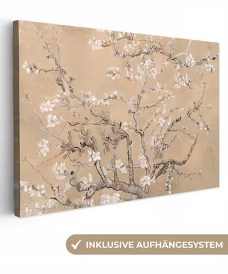 Produktbild von MuchoWow® - Leinwandbilder - Mandelblüte - Kunst - Van Gogh - Beige, Wandbild, Wanddeko Bilder Wohnzimmer, 120x80 cm