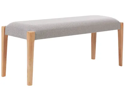 Produktbild von BELIANI Sitzbank Grau Polsterbezug 122 x 40 cm mit Holzbeinen Hellbraun Flurbank Bettbank Retro Design für Diele Esszimmer Schlafzimmer Garderobe