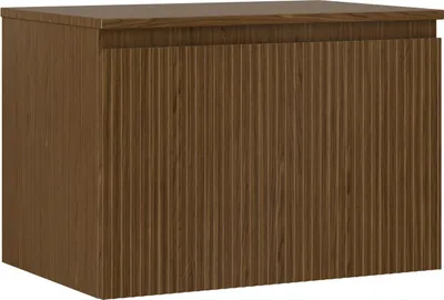 Produktbild von Mexen Rivel Badezimmerschrank für Waschbecken 70 cm mit Arbeitsplatte, 1 Schublade, geriffelt, Nussbaum - 91A20-07047-1-BFC86
