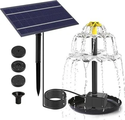 Produktbild von Solarbetriebener Springbrunnen für den Garten, Wasserpumpe für Gartenteiche, Vogeltränke, dekorative Wasserpumpe mit Solarpanel, Wasserfall, DIY-Gartenzubehör
