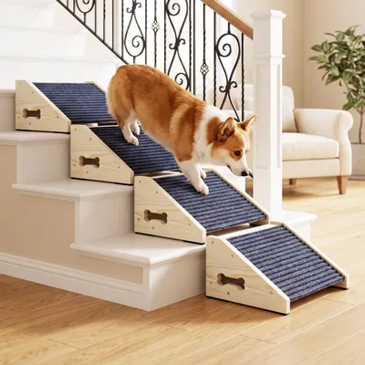 Hundetreppe aus Holz, 4 Stufen, 30x25x15 cm, rutschfest