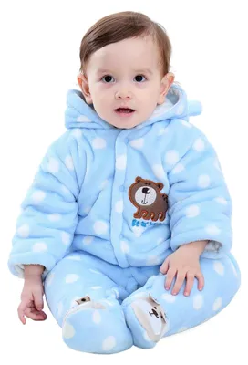 Productafbeelding van Gaorui Winteroverall voor baby's, uniseks, met capuchon, jumpsuit, fleece, onesie