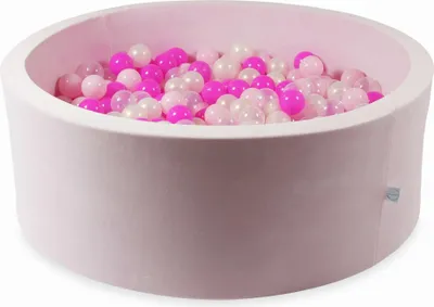 Produktbild von Trockenpool 110x40 Velvet Soft Light Pink mit 500 Bällen: transparent, opaleszierend, hellrosa, rosa