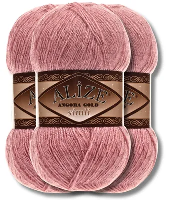 Productafbeelding van Alize 3x 100g Angora Gold Simli garen met glitter, effen kleur, geschikt voor haken en breien (144)