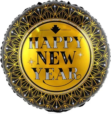 Produktbild von Folienballon Happy New Year rund 45 cm, schwarz gold