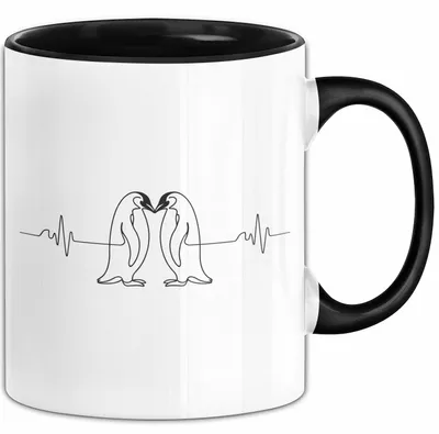 Produktbild von Pinguin Herzschlag Tasse Geschenk Lustige Geschenkidee Spruch (Schwarz)