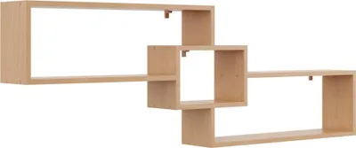 Produktbild von Hängeregal Wandregal für Dachschrägen – moderne skandinavische Bücherwand mit geometrischem Design in Buche 53,6x158,6 cm