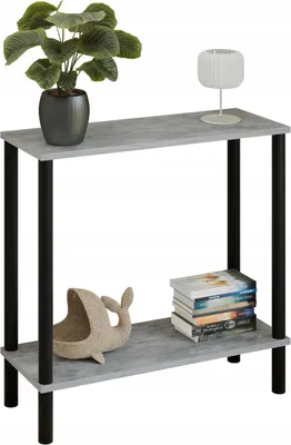 Zdjęcie produktu dla Konsola loft z półką 80x30x80 cm metalowa czarna do przedpokoju