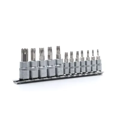 Produktbild von Yato YT-04331, 12 Stück(e), Torx, 10 IPR, 15 IPR, TX20, TX25, TX27, TX30, TX40, TX45, TX50, 9.5 mm, Stahl, 25,4 / 4 mm (1 / 4")