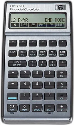 Produktbild von HP 17bII+, Tasche, Finanzrechner, 22 Ziffern, 2 Zeilen, Akku, Schwarz