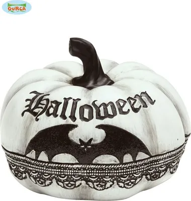 Produktbild von weißer Halloween Kürbis ca. 12 x 15 cm